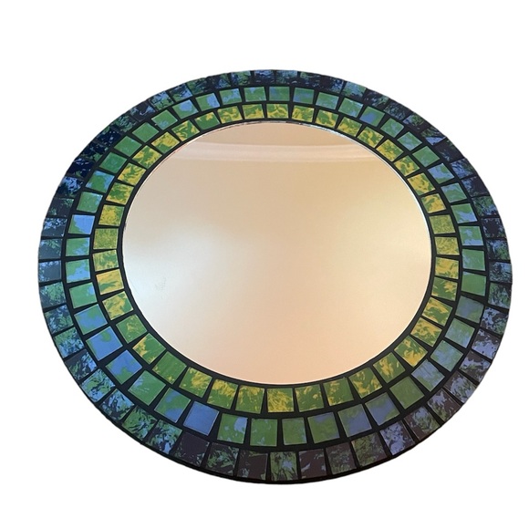 Other - Tiled Round Mirror hanging wall decor 12 inch circumference